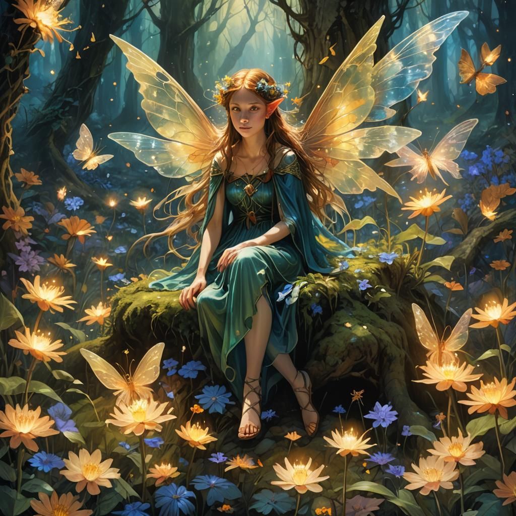 Glowing Fairy Garden: Fantasy Concept Art