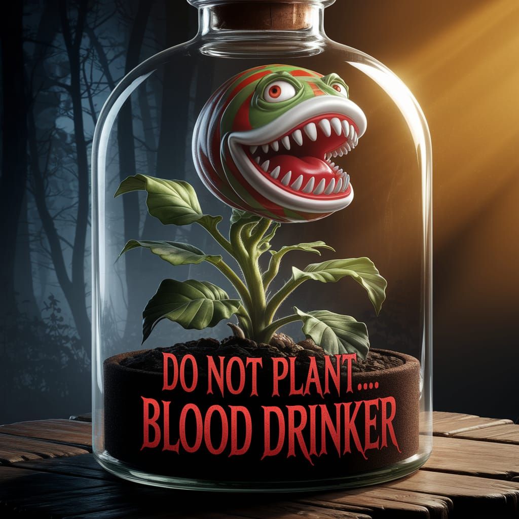 Menacing Piranha Plant Trapped in a Haunted Bottle