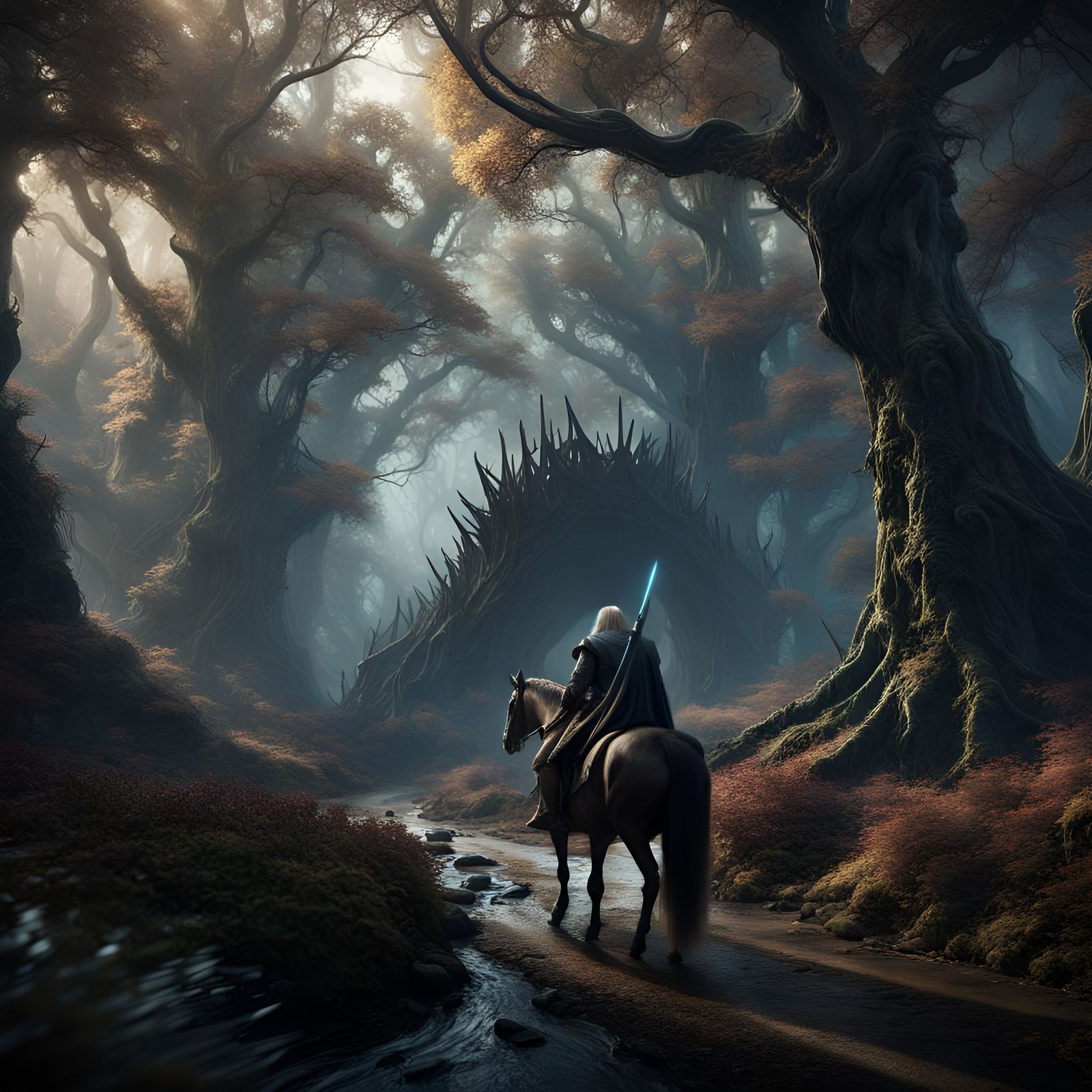 Lord of the Rings Dark Rider in Mystical Forest