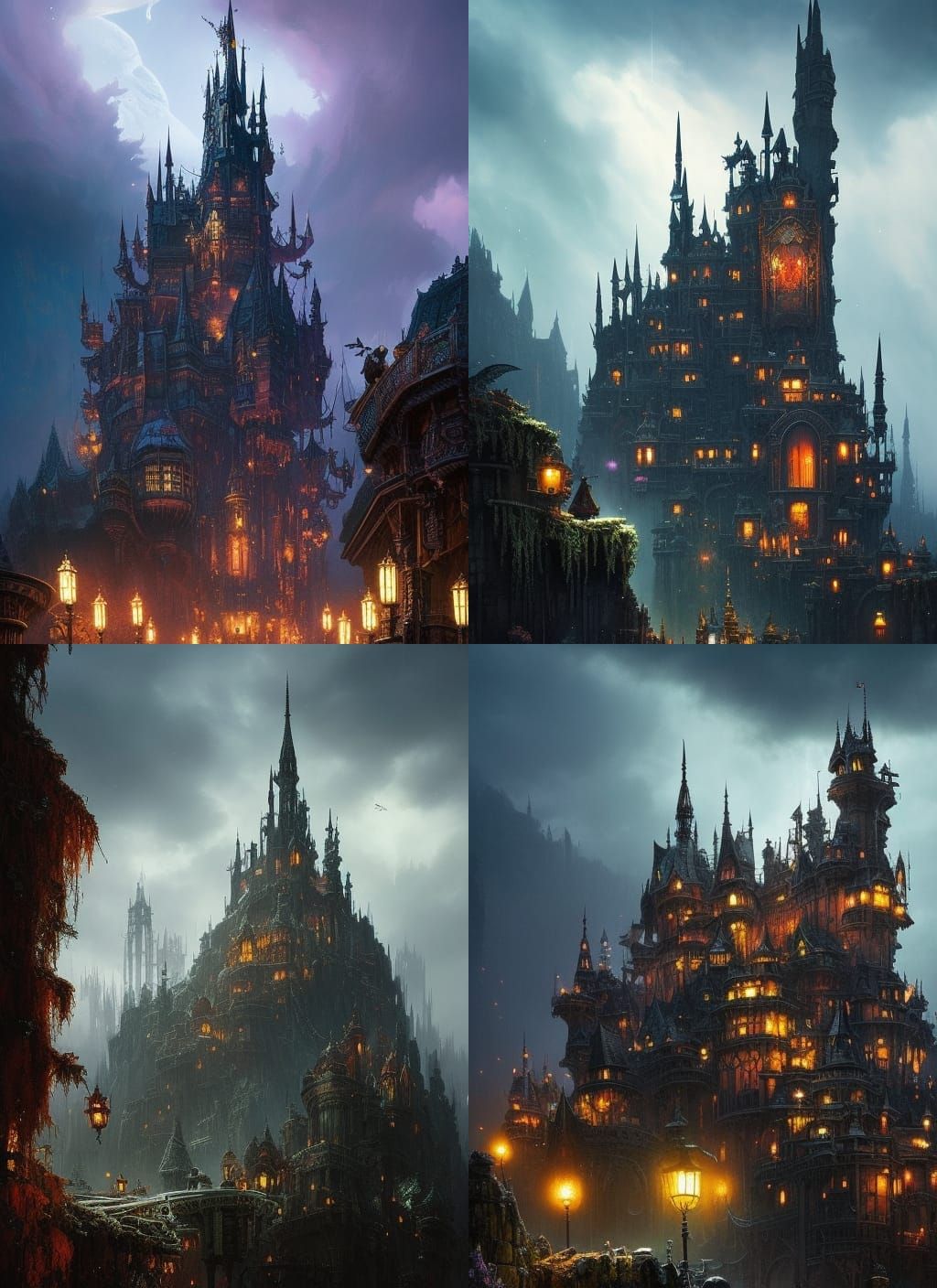 Dark Fantasy Castle Under Brooding Sky