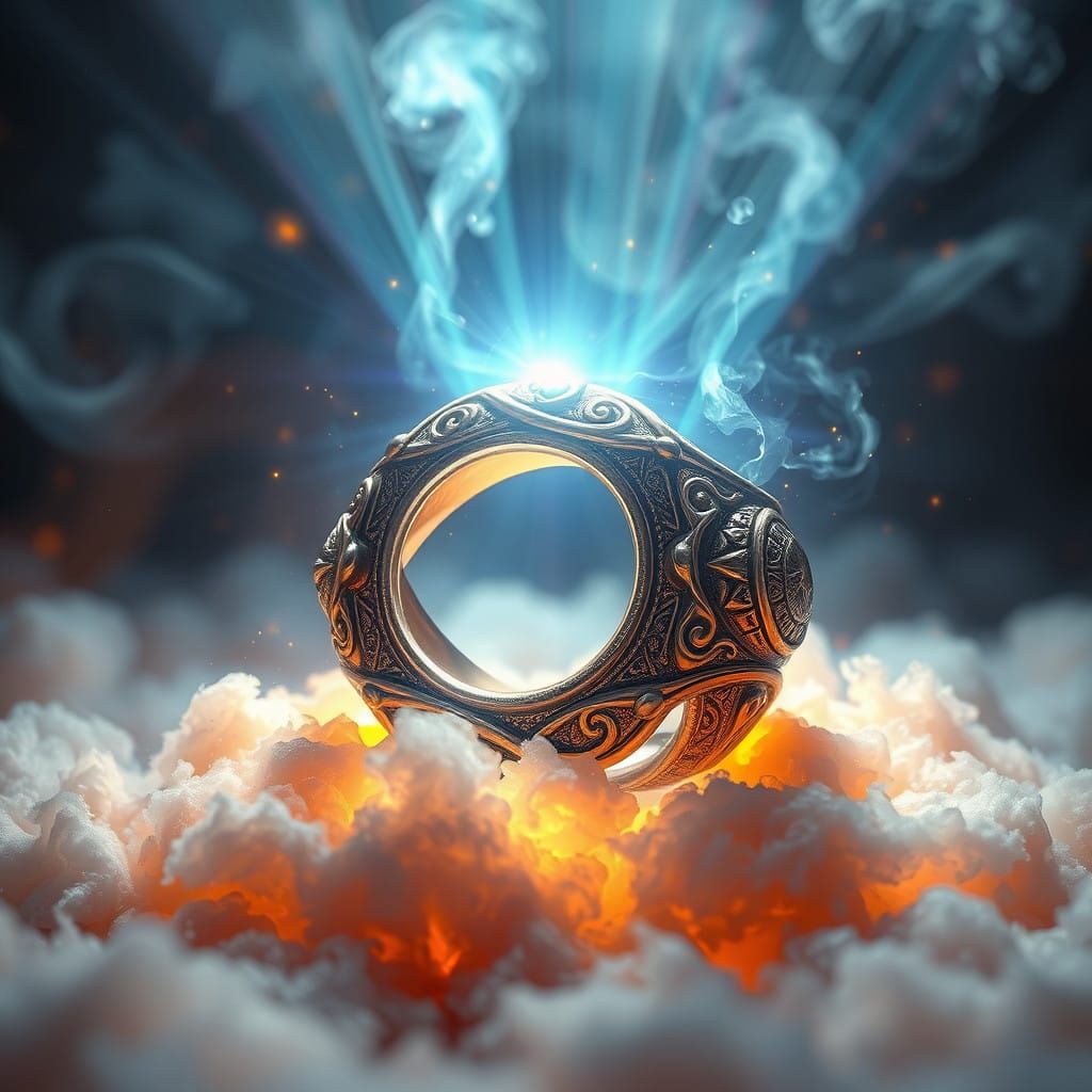 Ethereal Ring of Arcane Power in a Radiant, Futuristic Atmos...