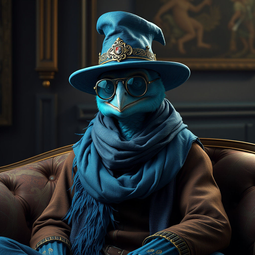 Boa in Blue Hat: Detailed Fantasy Art