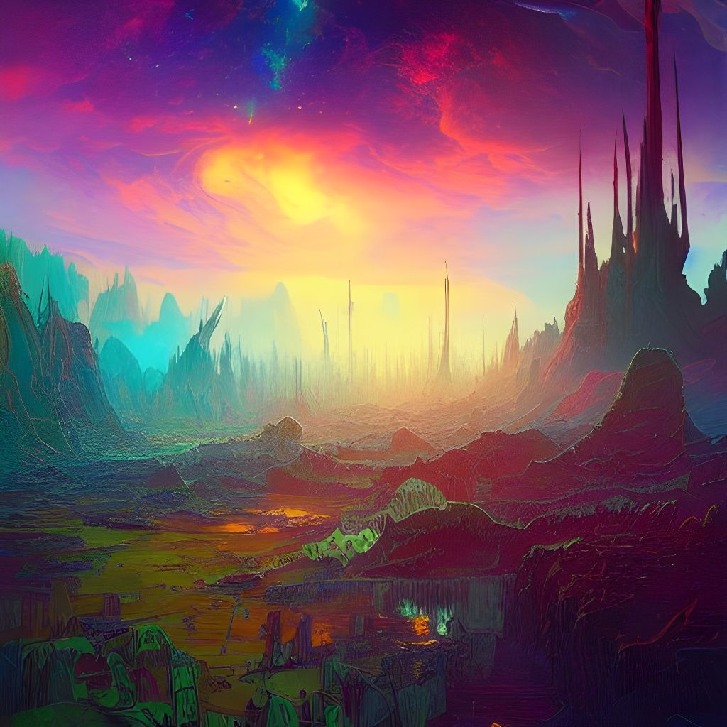 Alien Wasteland Oil Painting by Erin Hanson