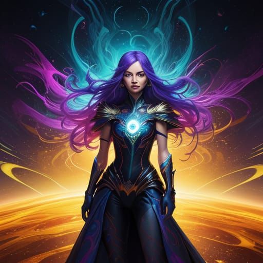 Melanie in Vibrant Abstract Space Splash Art Style