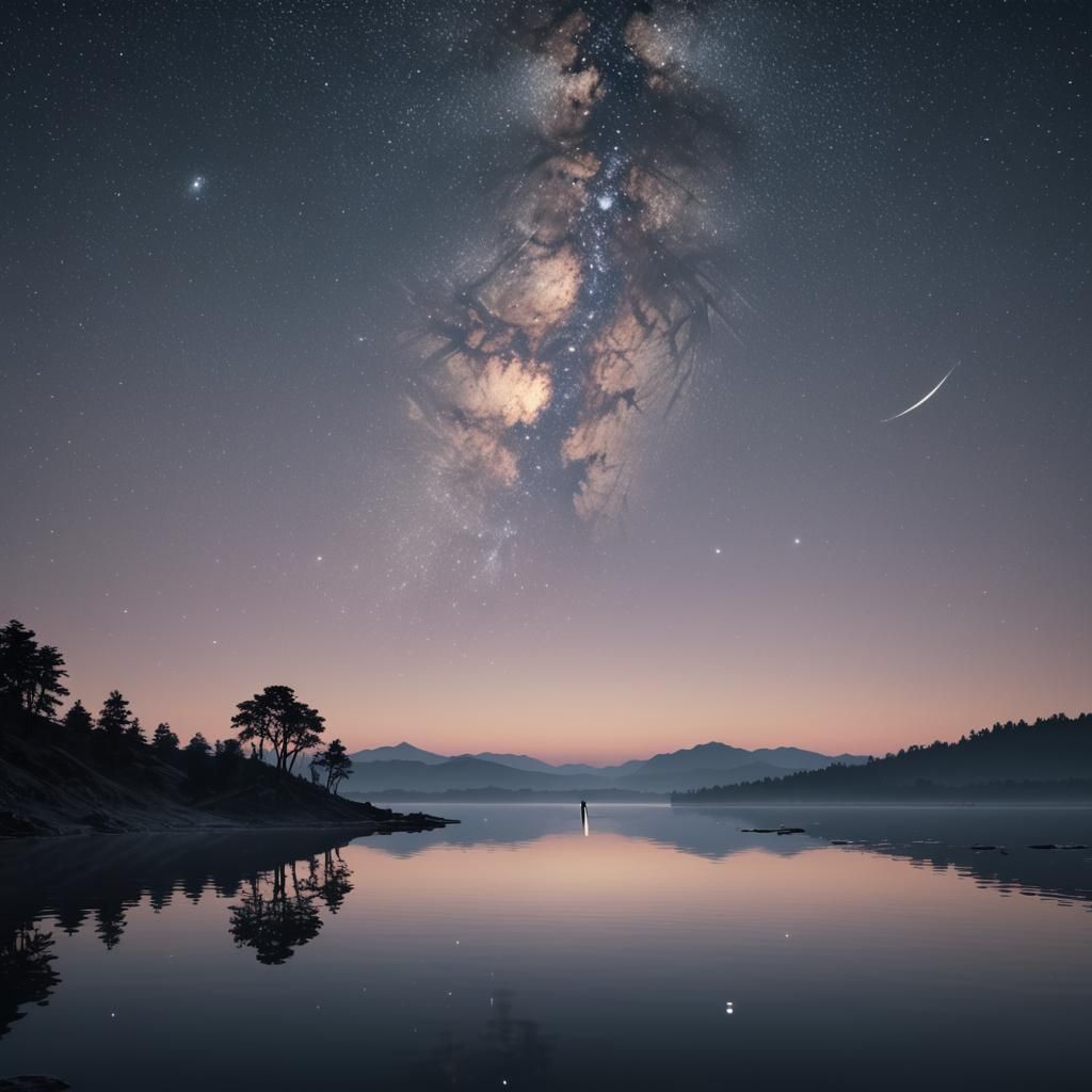 Dreamy Lakeside Silhouette at Twilight in Unreal Engine