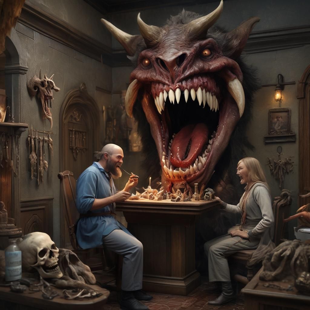 Medieval Fantasy Art: Hellish Dentist Extracts Tooth in Cryp...