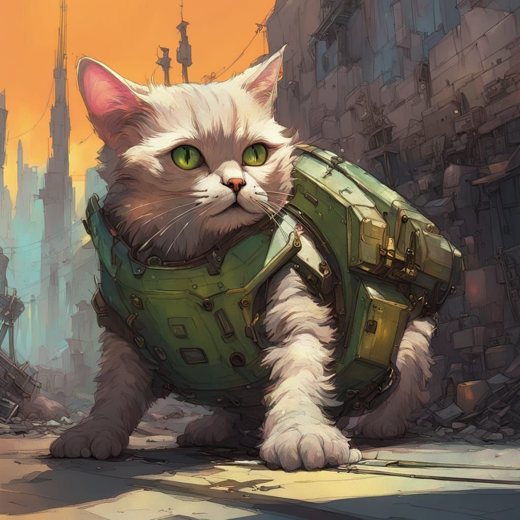 Vibrant Feline Hybrid with Whimsical Banana Tail