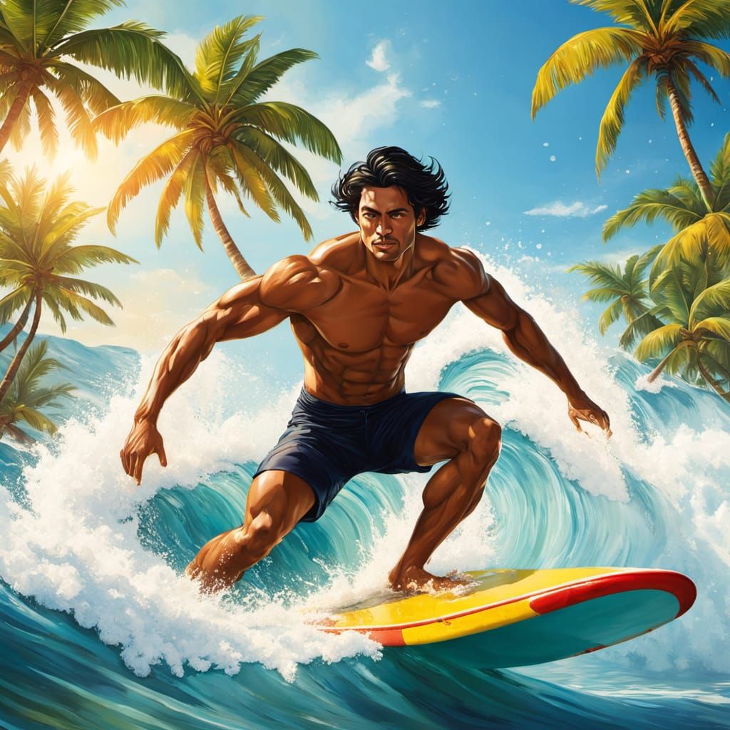 Surreal Surfing Slovak God Radiates Confidence in Tropical P...