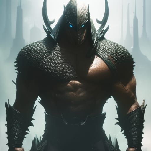 Hulking Crocodile Monster in Dark Fantasy Style