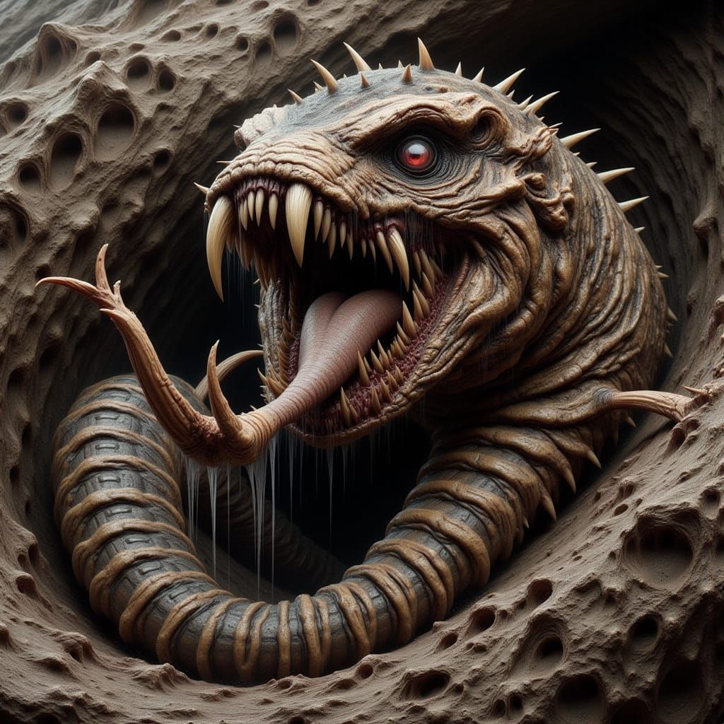 Giant Subterranean Worm Creature Hunting