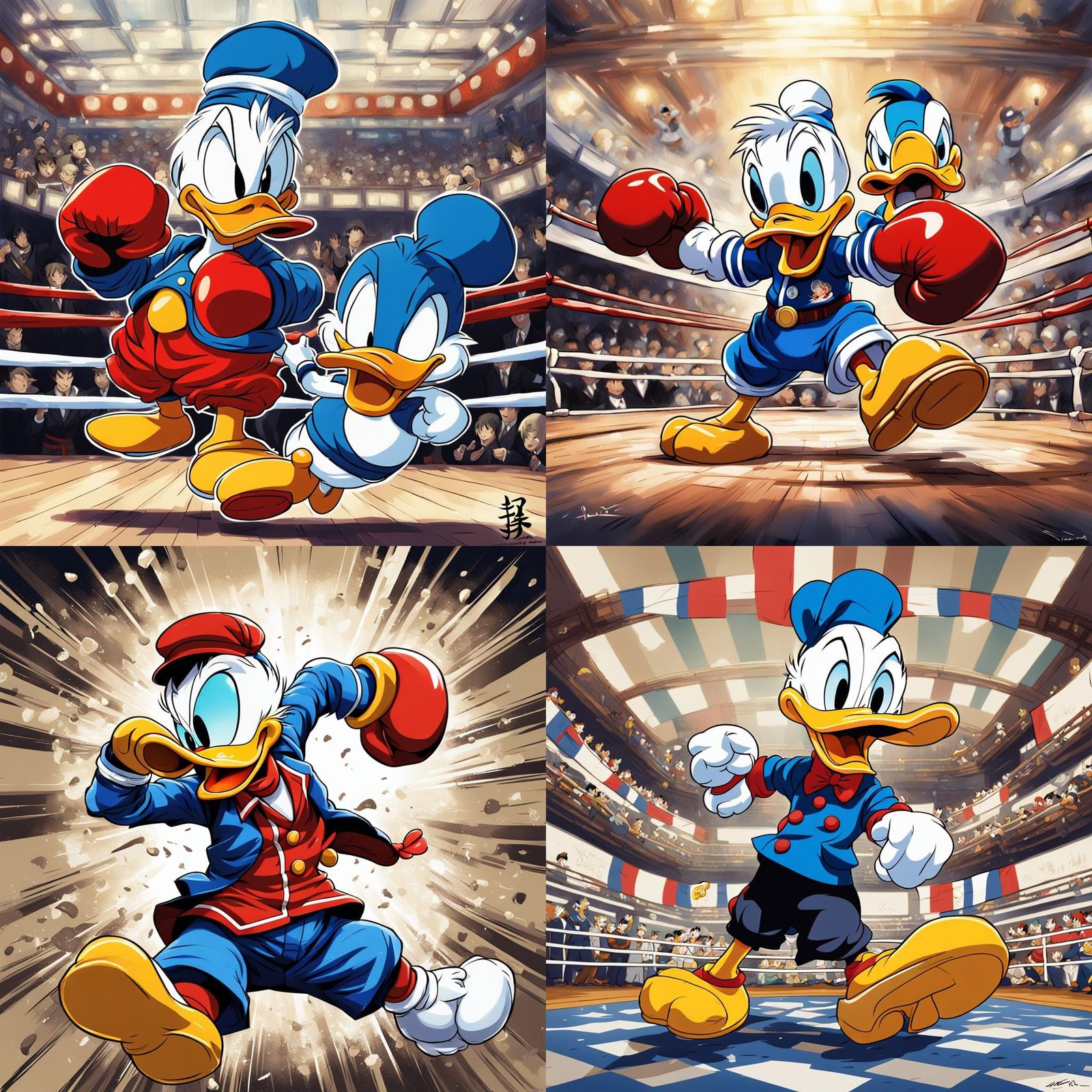 Donald Duck Boxing in Anime Style