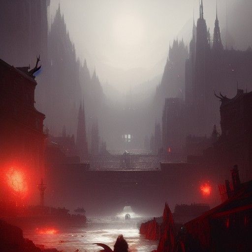 Dark Fantasy Concept Art in Purple and Yellow