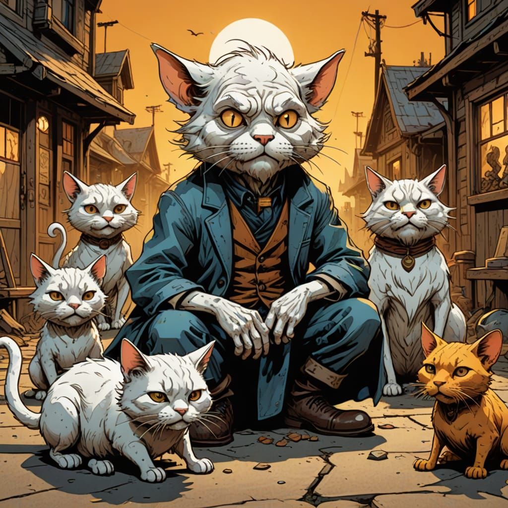 Whimsical Ghost and Friends in Comic Book Style