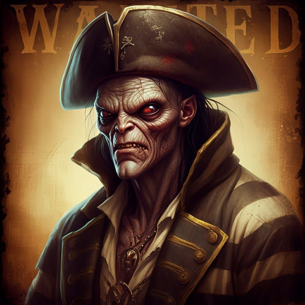 Wanted poster of Interstellar pirate alien