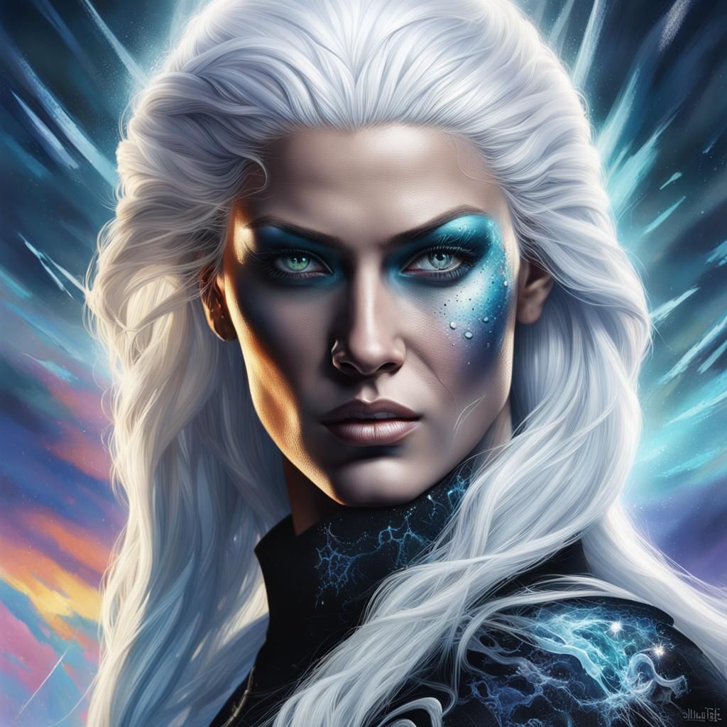 Ice Goddess Eve Torres in Hyperrealistic Splash Art