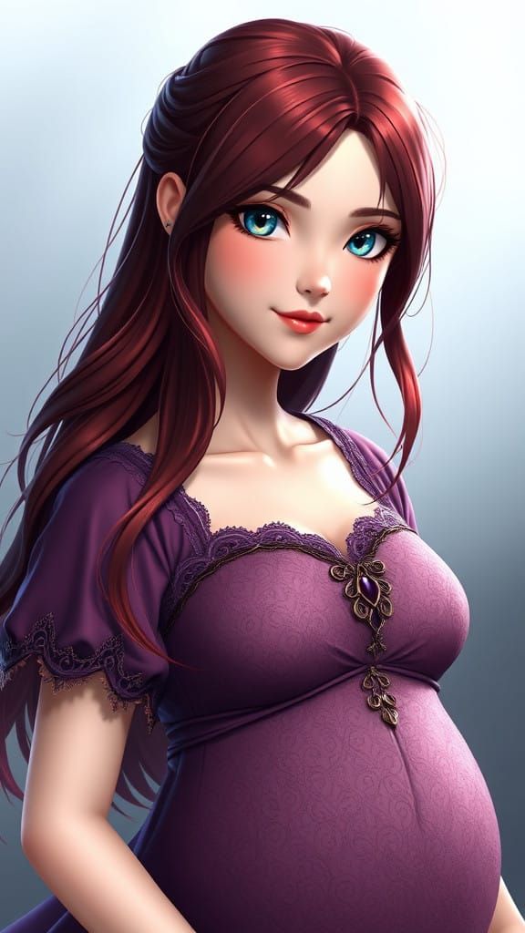 Regal Fantasy Matron in Rich Purple Attire