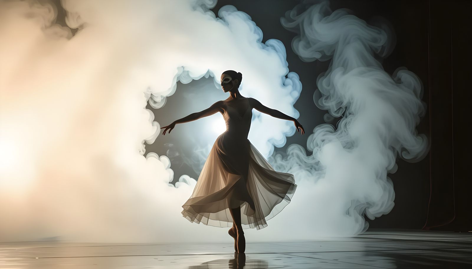 Ethereal Ballerina in Swirling Light, Impressionistic Style