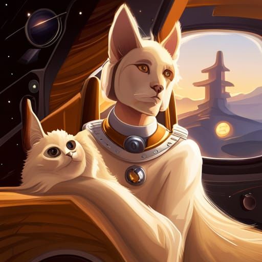 Retro Spaceship Sphinx Cat