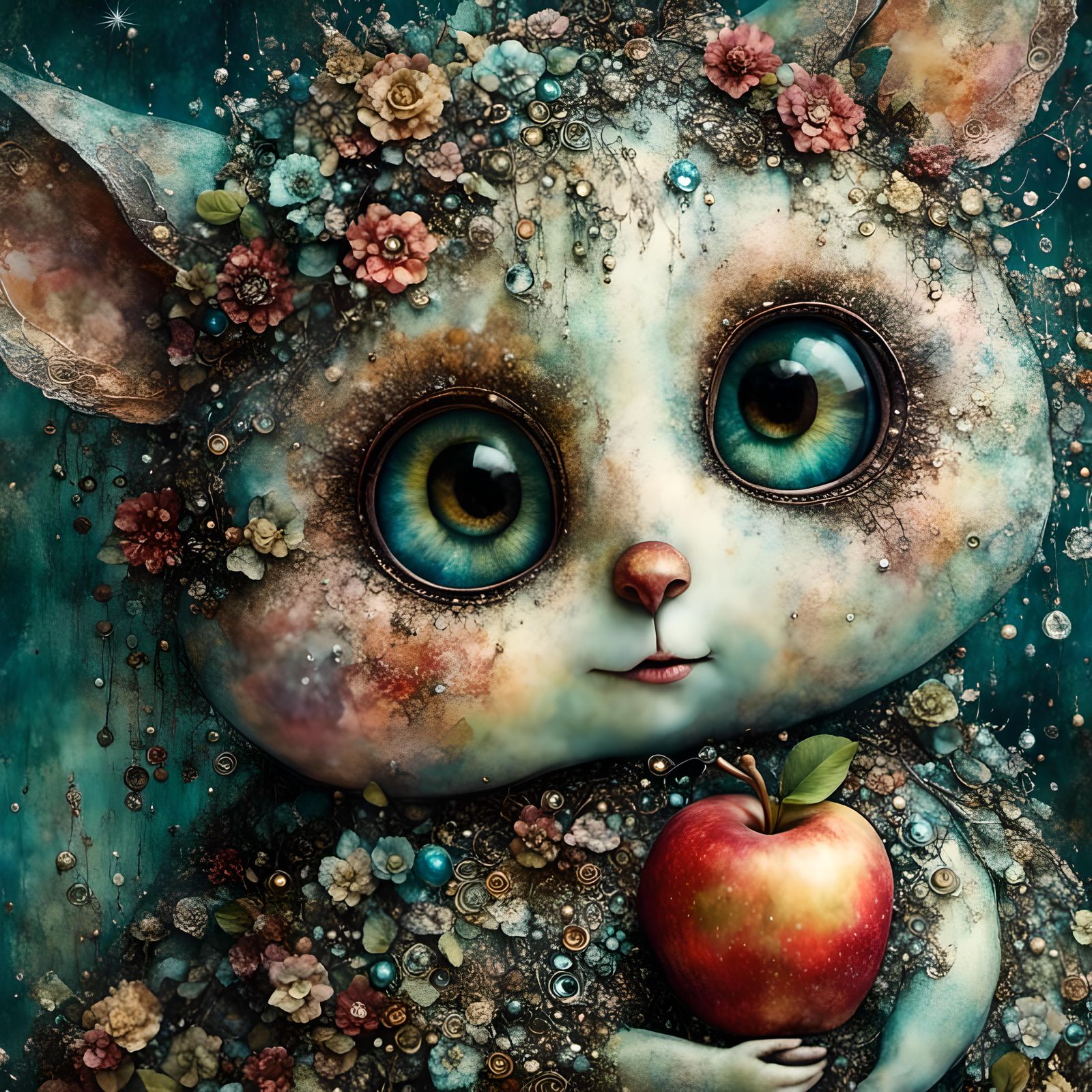 Whimsical Creature Portrait in Mixed Media