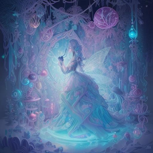 Bioluminescent Fairy-Tale Christmas in Candyland Art Style