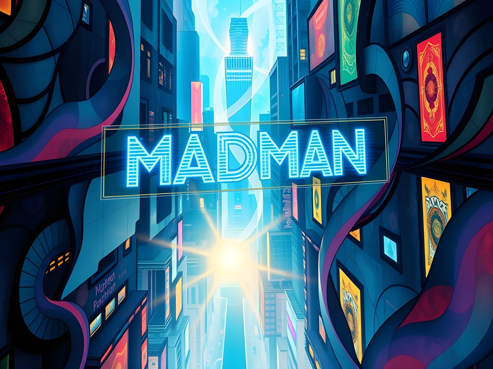 Glowing Code in Futuristic Art Nouveau Scene