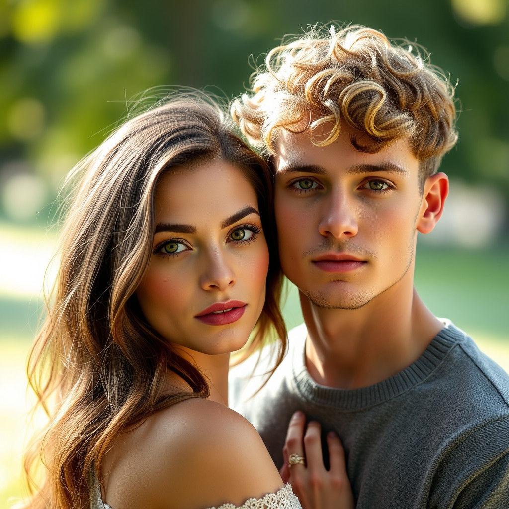 Attractive Couple Poses in Romantic Photography