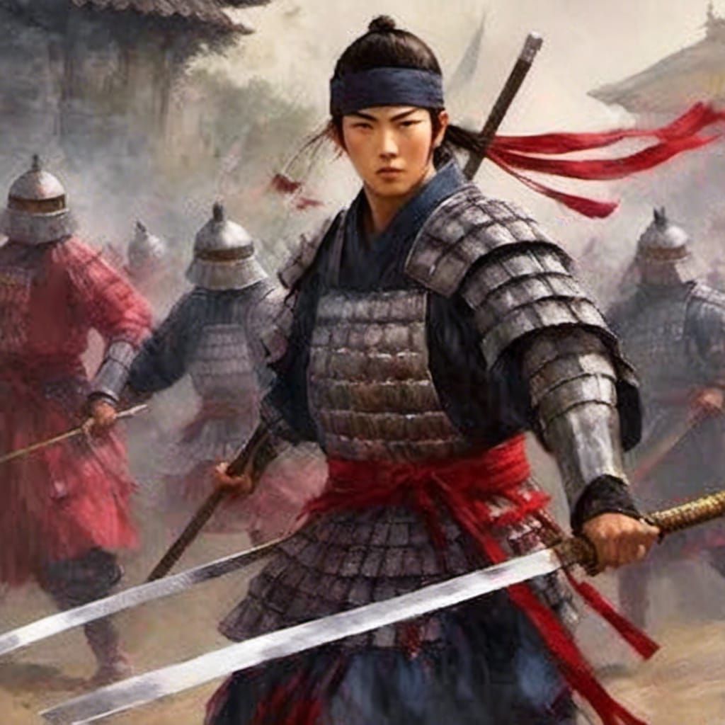 Korean Warrior Smiles in Anime Battlefield
