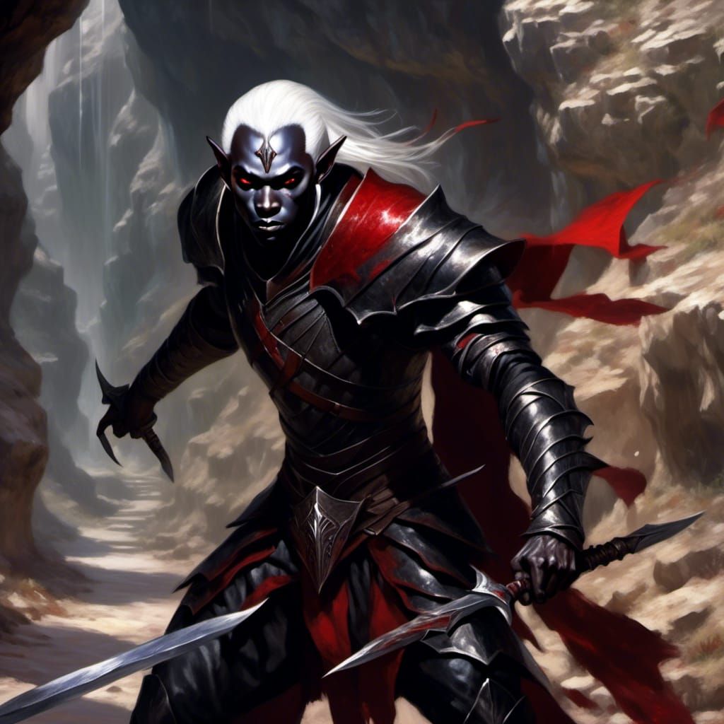 Scarred Drow Warrior in Dark Fantasy Concept Art