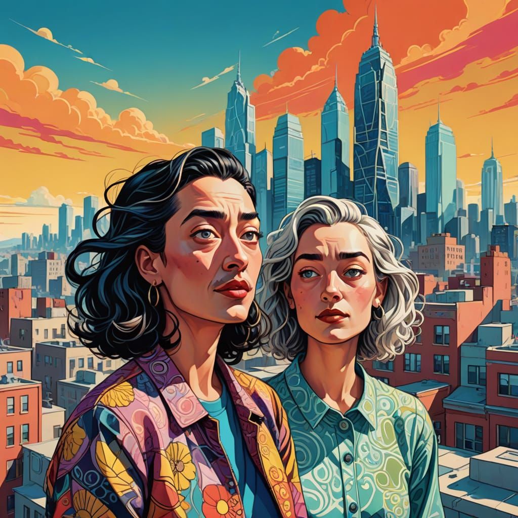 Vibrant Cartoon Cityscape with Pickle and Derp