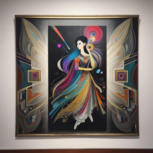 Siberian Princess with Kandinsky Artworks, Oil Painting