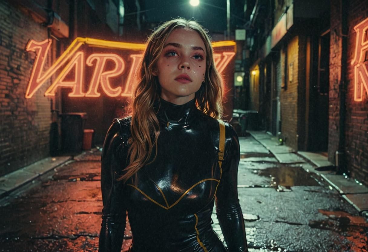 Sydney Sweeney as Black Cat in Noir Alleyway