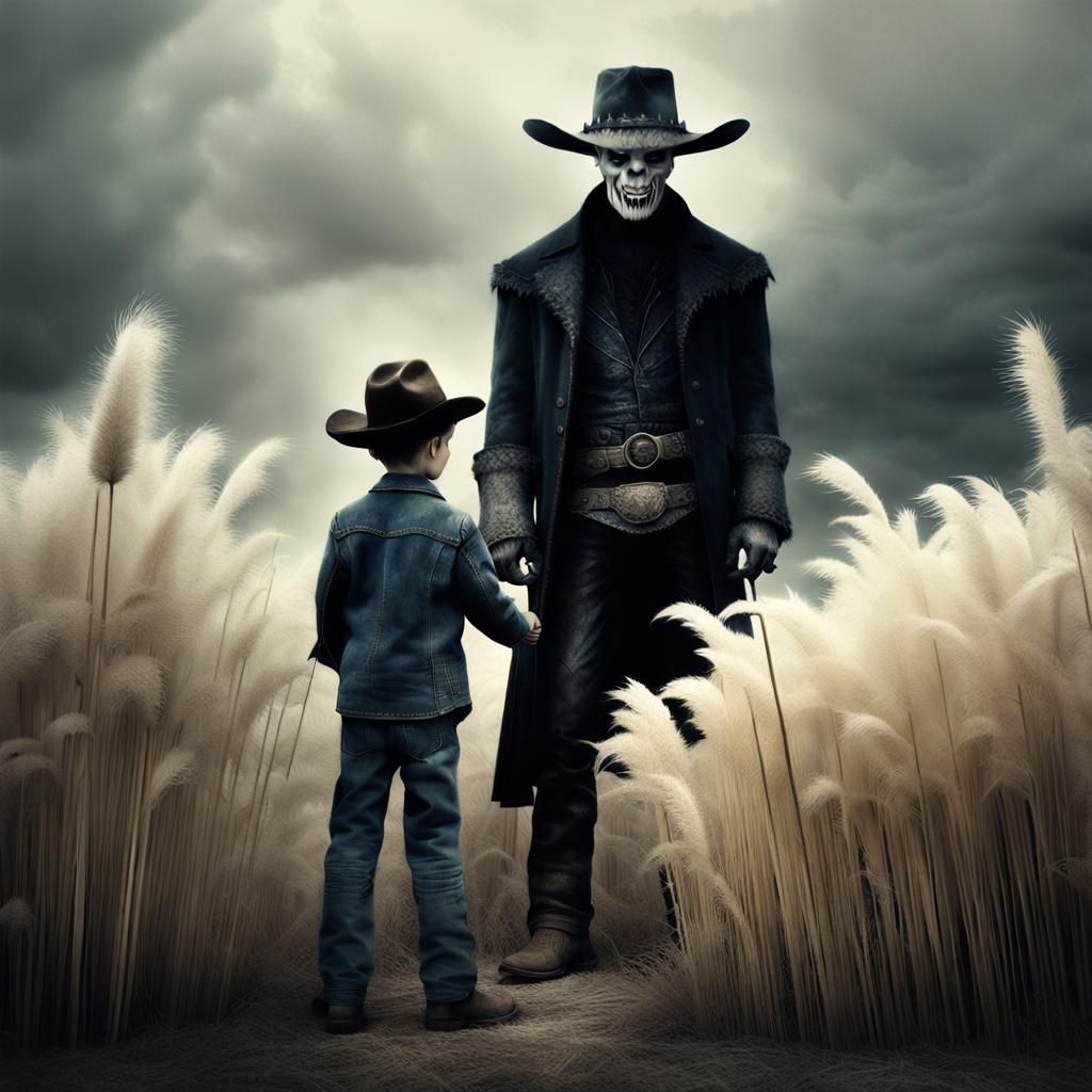 Cowboy's Eerie Encounter with a Demon in Pampas Grass