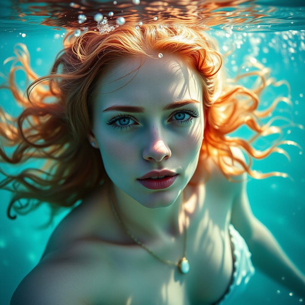 Hyperrealistic Mermaid Witch in Turquoise Waters