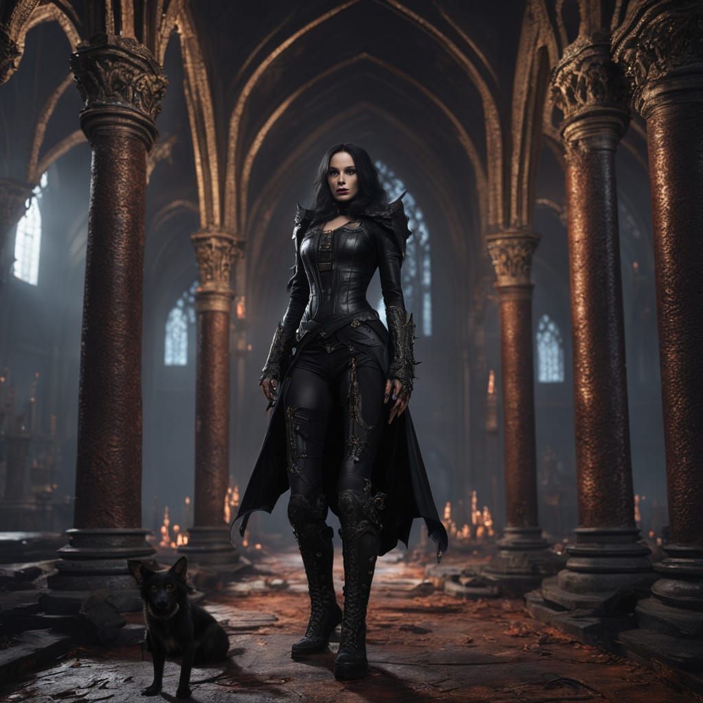 Gothic Demoness Visits Almesbury Sanctuary in Dark Fantasy