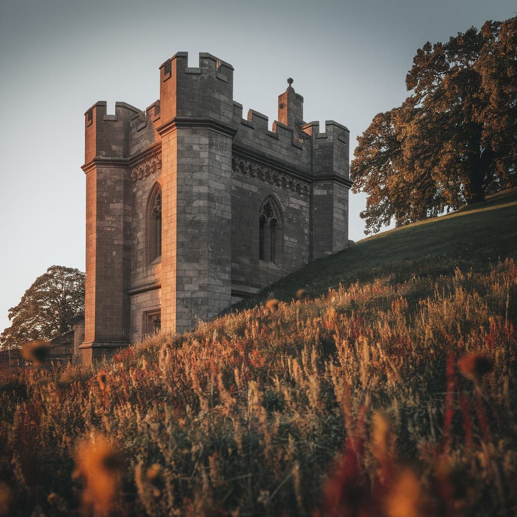 Newcastle Castle Turret in Golden Hour Light