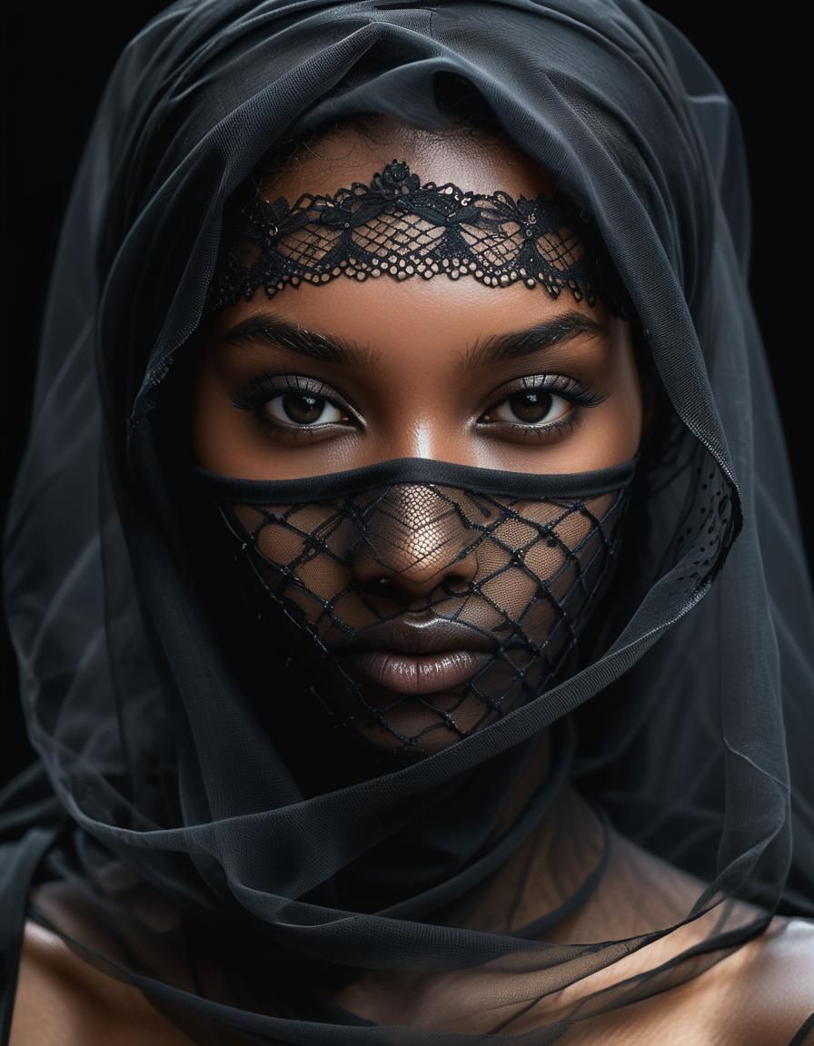 Veiled Portrait of a Young Black Girl