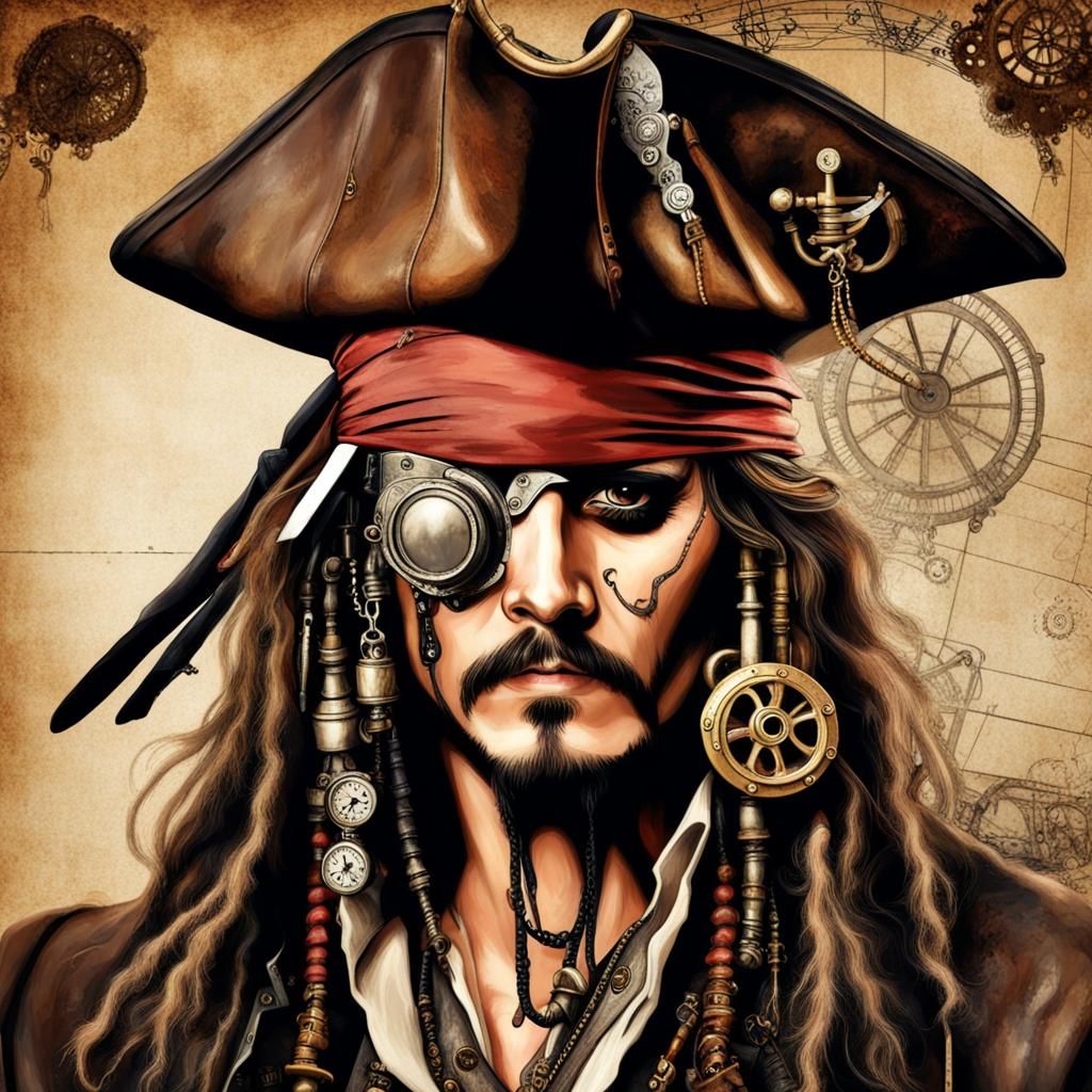 Steampunk Captain Jack Sparrow Illustration