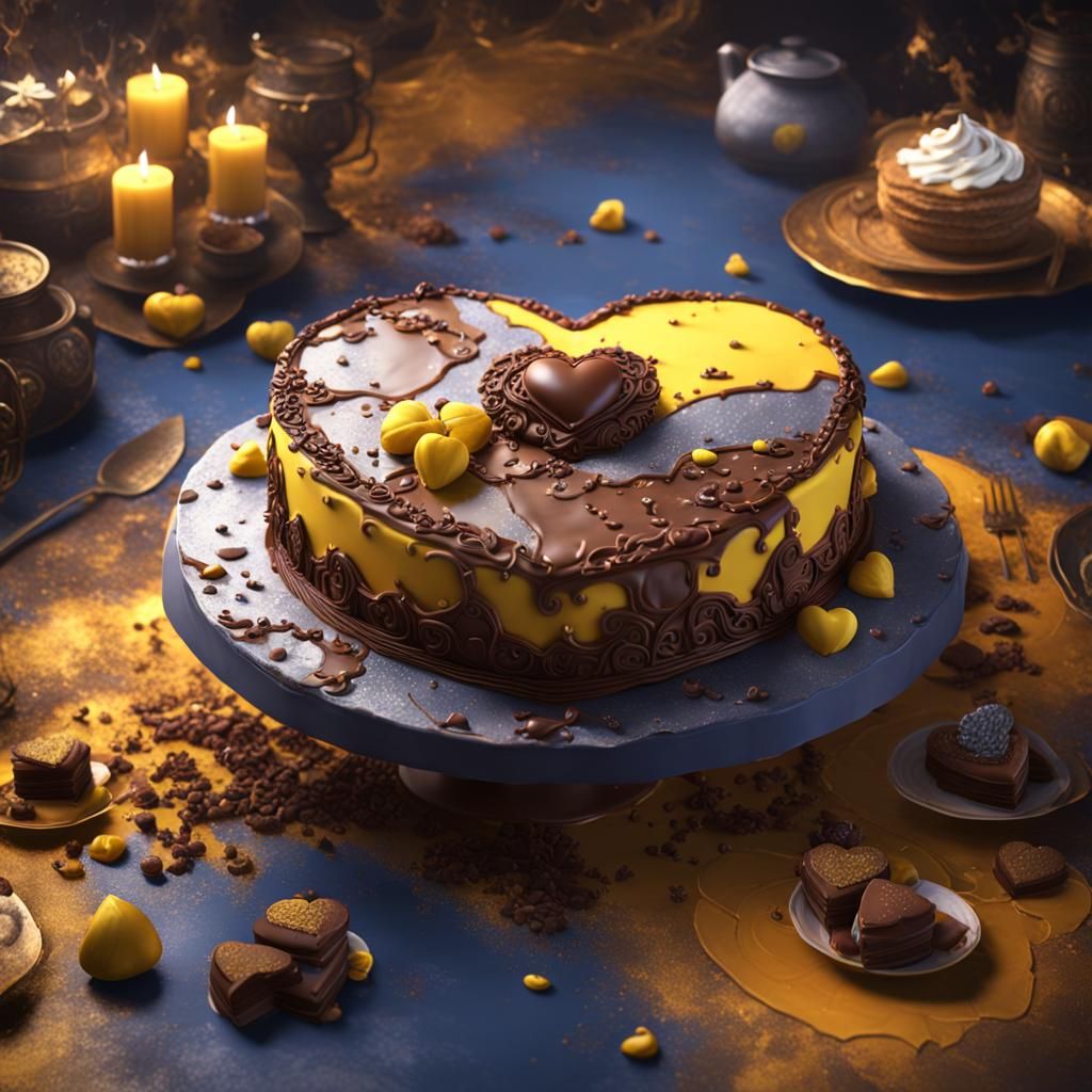 Gothic Heart Cake: Detailed Matte Painting