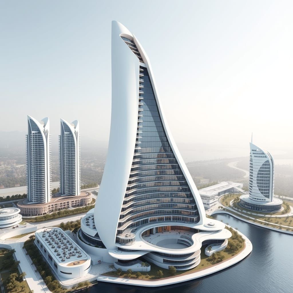 Luxurious 40-Story Residential Tower with Futuristic Paramet...