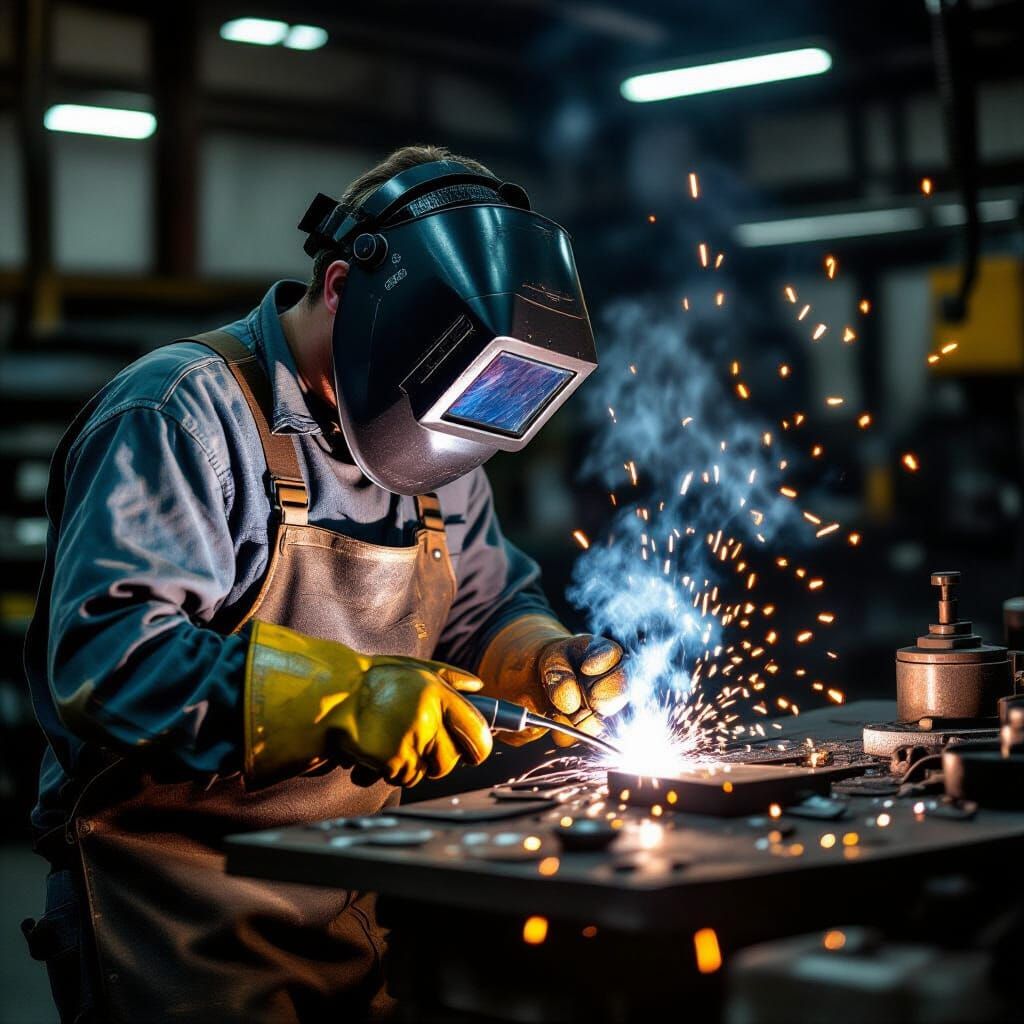 Welder at Work in Industrial Sci-Fi Style