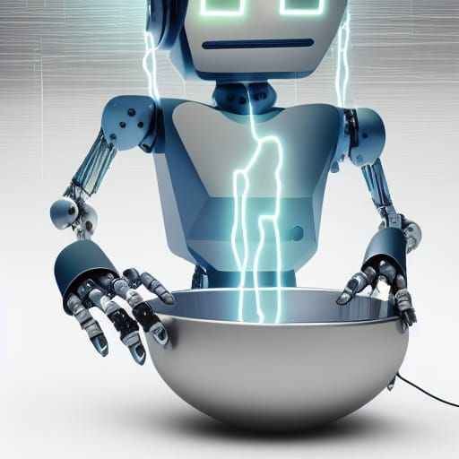 Robot Eats Electricity: Hyperrealistic Concept Art