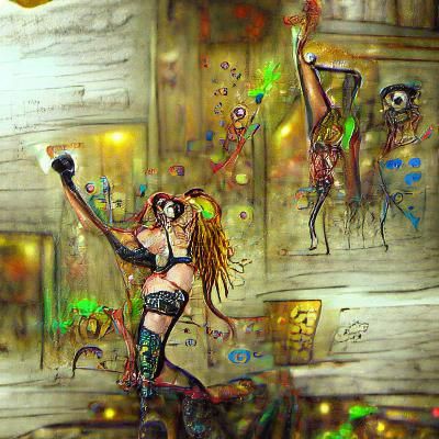 Steampunk Zombie Stripper Dances in Money Rain