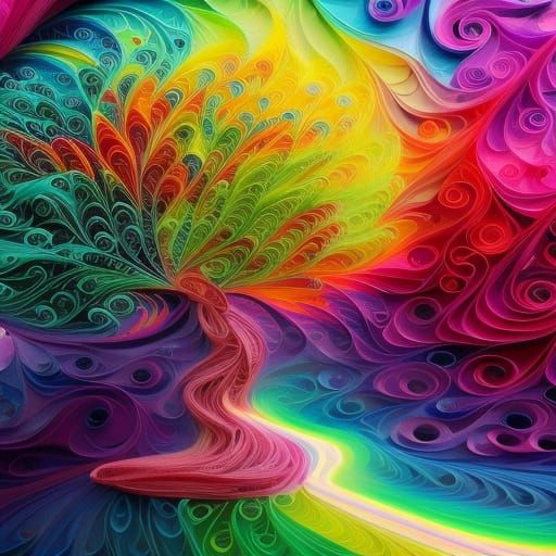 Pink Marble Tree in Hyperdetailed Fantasy Style