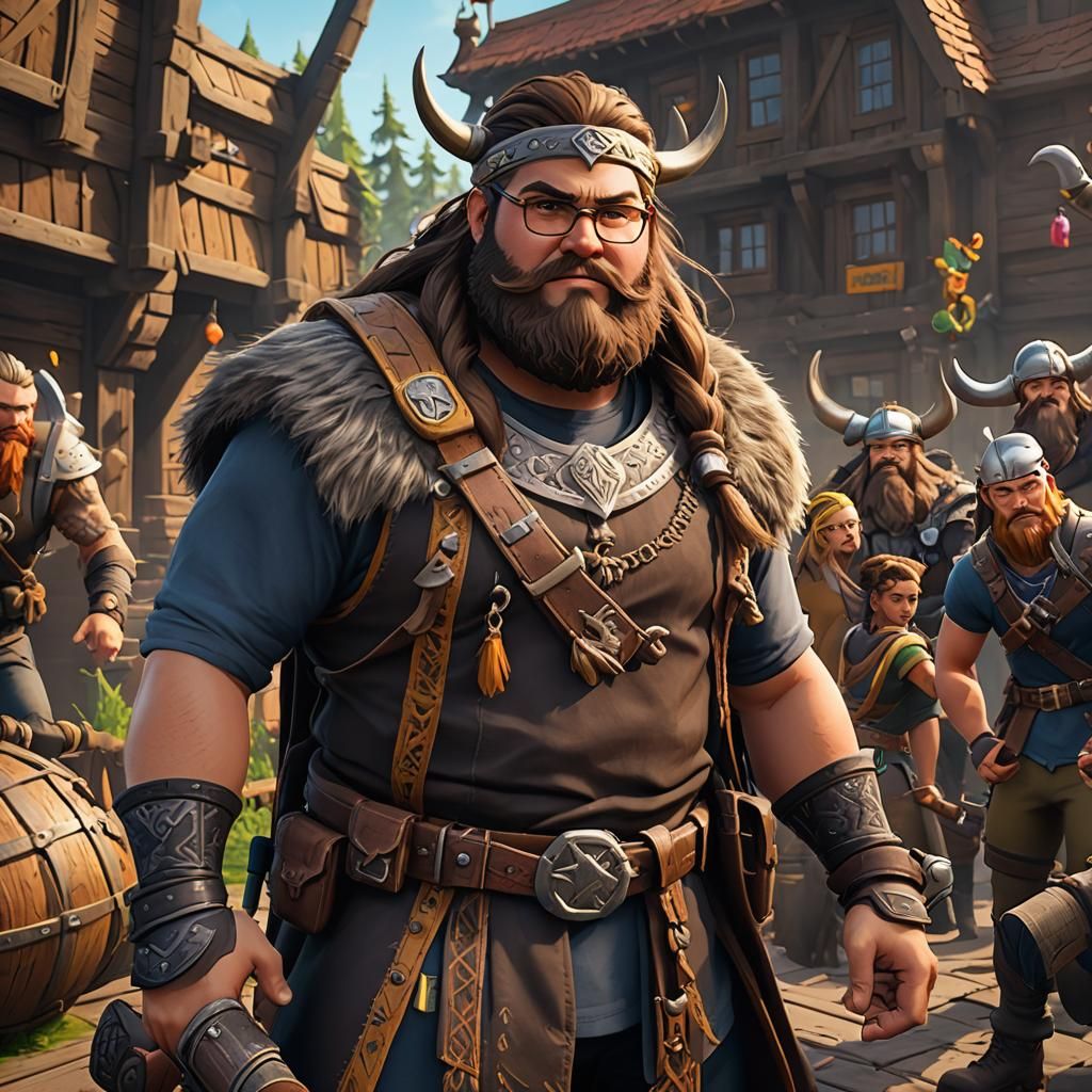 Viking Character Portrait in Fortnite Style