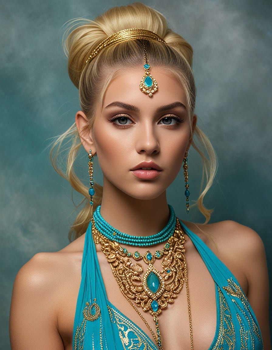 Sassy Genie in Vibrant Fantasy Portrait