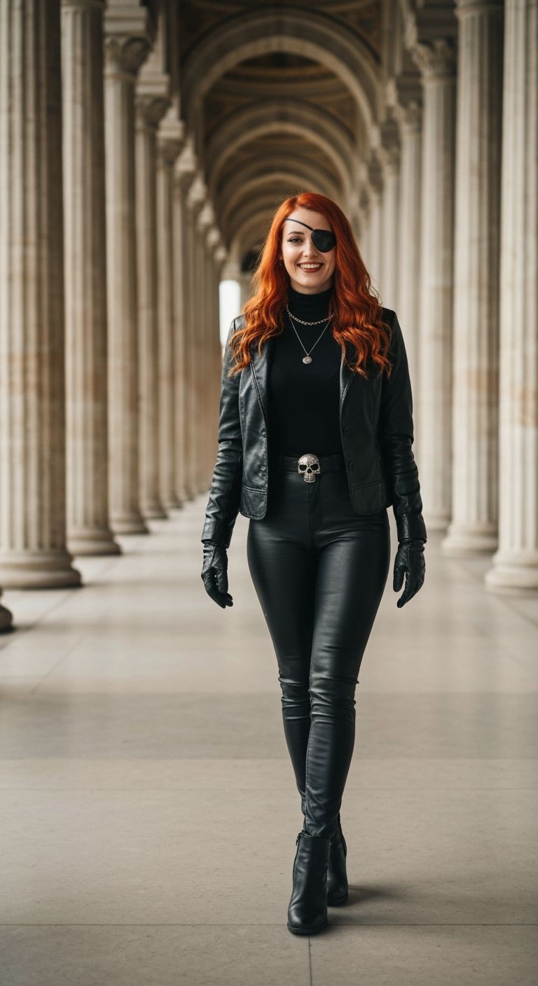 Red Haired Woman with Eyepatch in Palace