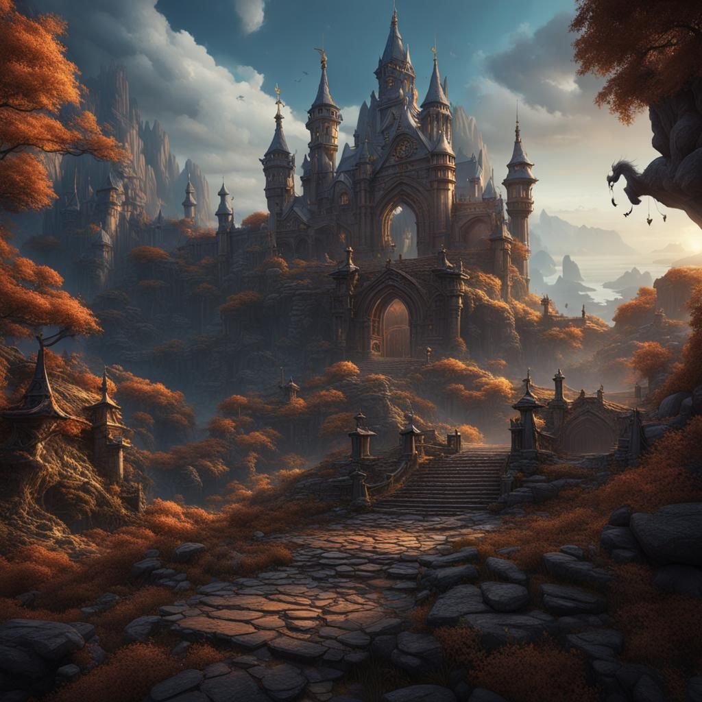 Fantastical Matte Painting with Deep Color and Intricate Det...