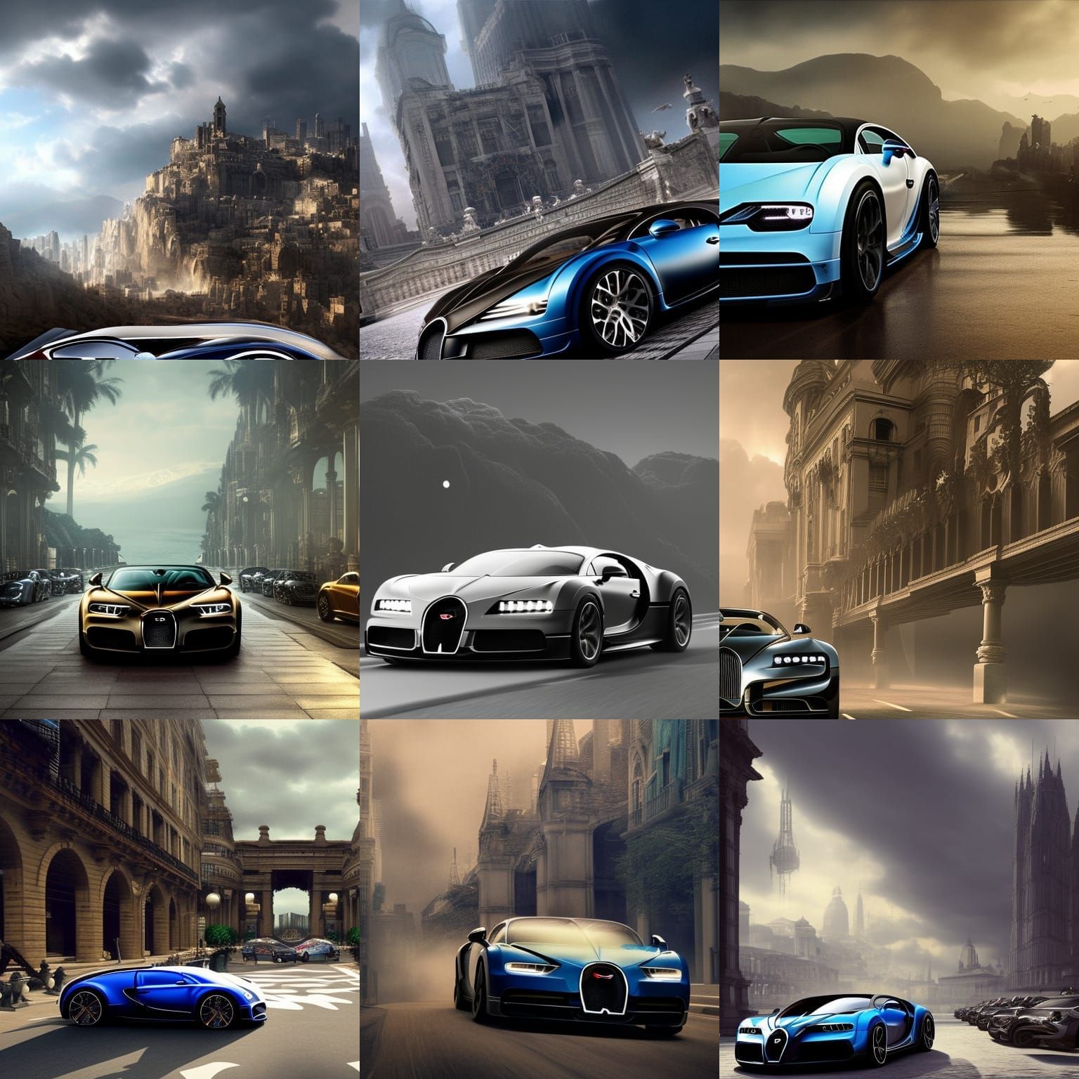 Epic Bugatti Car in Detailed Digital Painting