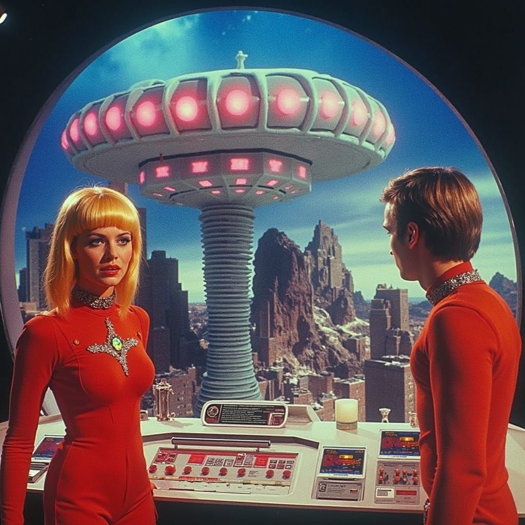 Retro-Futuristic Candy Cosmos Scene