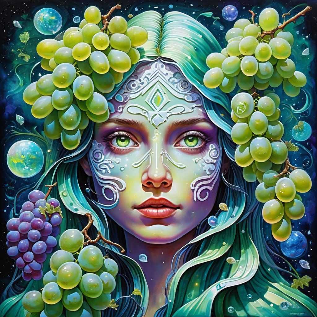 Green Grape Facial Cluster in Watercolor